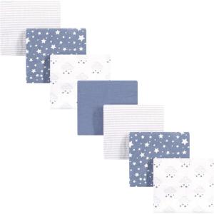 imageHudson Baby Unisex Baby Cotton Flannel Receiving Blankets Bundle Mustache Hat One SizeCloud Mobile Blue