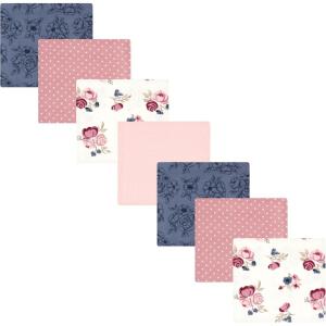 imageHudson Baby Unisex Baby Cotton Flannel Receiving Blankets Bundle Mustache Hat One SizeDusty Rose Floral