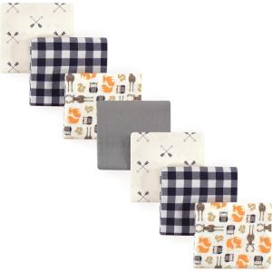 imageHudson Baby Unisex Baby Cotton Flannel Receiving Blankets Bundle Mustache Hat One SizeForest