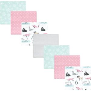 imageHudson Baby Unisex Baby Cotton Flannel Receiving Blankets Bundle Mustache Hat One SizeGirl Arctic Animals