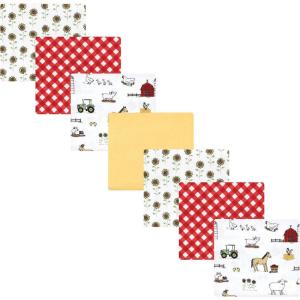 imageHudson Baby Unisex Baby Cotton Flannel Receiving Blankets Bundle Mustache Hat One SizeGirl Farm