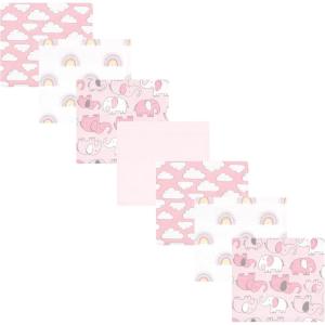 imageHudson Baby Unisex Baby Cotton Flannel Receiving Blankets Bundle Mustache Hat One SizeGirl New Elephant