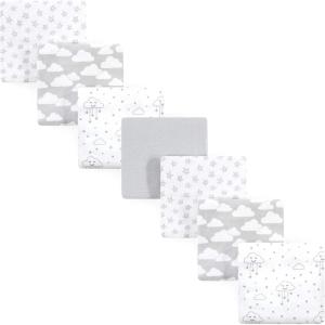 imageHudson Baby Unisex Baby Cotton Flannel Receiving Blankets Bundle Mustache Hat One SizeGray Clouds
