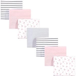 imageHudson Baby Unisex Baby Cotton Flannel Receiving Blankets Bundle Mustache Hat One SizeGray Pink Floral