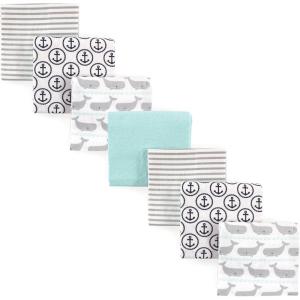 imageHudson Baby Unisex Baby Cotton Flannel Receiving Blankets Bundle Mustache Hat One SizeGray Whale