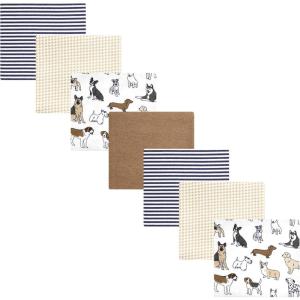 imageHudson Baby Unisex Baby Cotton Flannel Receiving Blankets Bundle Mustache Hat One SizeHandsome Dogs