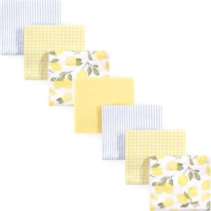 imageHudson Baby Unisex Baby Cotton Flannel Receiving Blankets Bundle Mustache Hat One SizeLemons
