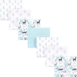 imageHudson Baby Unisex Baby Cotton Flannel Receiving Blankets Bundle Mustache Hat One SizeLinocut Woodland Neutral
