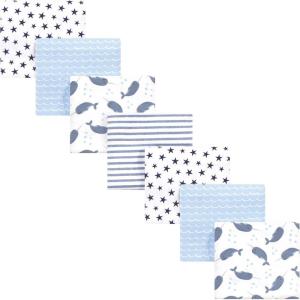 imageHudson Baby Unisex Baby Cotton Flannel Receiving Blankets Bundle Mustache Hat One SizeNarwhal