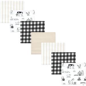 imageHudson Baby Unisex Baby Cotton Flannel Receiving Blankets Bundle Mustache Hat One SizeNeutral Farm