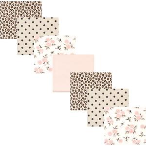 imageHudson Baby Unisex Baby Cotton Flannel Receiving Blankets Bundle Mustache Hat One SizeNeutral Pink Floral