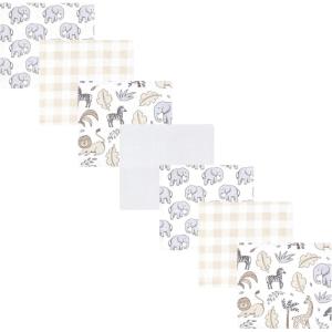 imageHudson Baby Unisex Baby Cotton Flannel Receiving Blankets Bundle Mustache Hat One SizeNeutral Safari