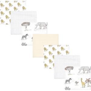 imageHudson Baby Unisex Baby Cotton Flannel Receiving Blankets Bundle Mustache Hat One SizeNeutral Safari World