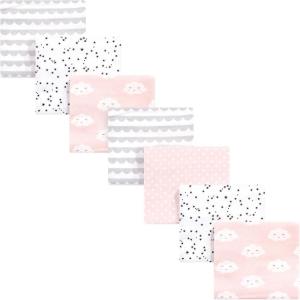 imageHudson Baby Unisex Baby Cotton Flannel Receiving Blankets Bundle Mustache Hat One SizePink Clouds