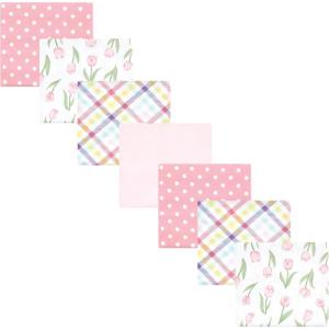 imageHudson Baby Unisex Baby Cotton Flannel Receiving Blankets Bundle Mustache Hat One SizePink Tulips
