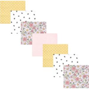 imageHudson Baby Unisex Baby Cotton Flannel Receiving Blankets Bundle Mustache Hat One SizePink Yellow Pretty Floral