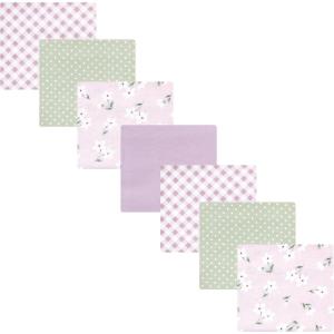 imageHudson Baby Unisex Baby Cotton Flannel Receiving Blankets Bundle Mustache Hat One SizePurple Dainty Floral