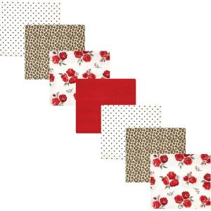 imageHudson Baby Unisex Baby Cotton Flannel Receiving Blankets Bundle Mustache Hat One SizeRose Leopard