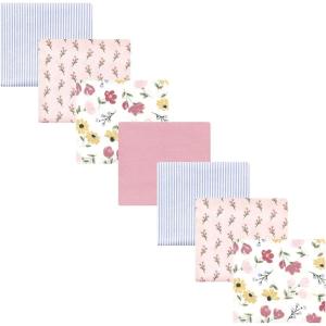 imageHudson Baby Unisex Baby Cotton Flannel Receiving Blankets Bundle Mustache Hat One SizeSoft Painted Floral