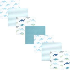 imageHudson Baby Unisex Baby Cotton Flannel Receiving Blankets Bundle Mustache Hat One SizeSoft Teal Dino