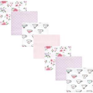 imageHudson Baby Unisex Baby Cotton Flannel Receiving Blankets Bundle Mustache Hat One SizeTea Party