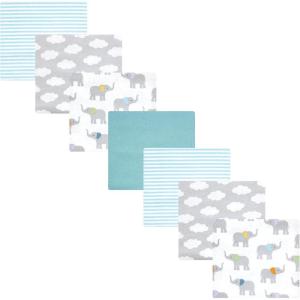 imageHudson Baby Unisex Baby Cotton Flannel Receiving Blankets Bundle Mustache Hat One SizeTeal Elephant