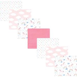 imageHudson Baby Unisex Baby Cotton Flannel Receiving Blankets Bundle Mustache Hat One SizeUnicorns Rainbows