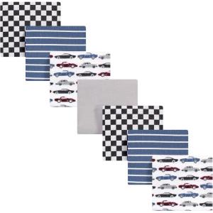 imageHudson Baby Unisex Baby Cotton Flannel Receiving Blankets Bundle Mustache Hat One SizeVintage Cars