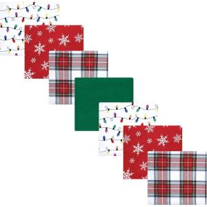 imageHudson Baby Unisex Baby Cotton Flannel Receiving Blankets Bundle Mustache Hat One SizeWhite Tartan