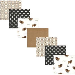 imageHudson Baby Unisex Baby Cotton Flannel Receiving Blankets Bundle Mustache Hat One SizeWild Buffalo
