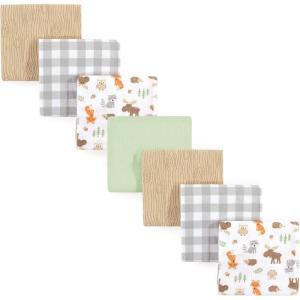 imageHudson Baby Unisex Baby Cotton Flannel Receiving Blankets Bundle Mustache Hat One SizeWoodland