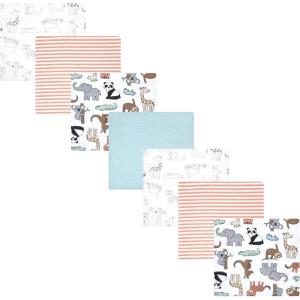 imageHudson Baby Unisex Baby Cotton Flannel Receiving Blankets Bundle Mustache Hat One SizeZoo Animals