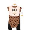 imageHudson Baby Unisex Baby Cotton Bodysuit Pant and Bib SetCinnamon Hearts