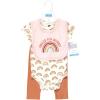 imageHudson Baby Unisex Baby Cotton Bodysuit Pant and Bib SetSunshine Rainbows
