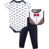 imageHudson Baby Unisex Baby Cotton Bodysuit Pant and Bib SetBow Tie