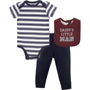 imageHudson Baby Unisex Baby Cotton Bodysuit Pant and Bib SetBoy Daddy