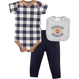 imageHudson Baby Unisex Baby Cotton Bodysuit Pant and Bib SetFootball Huddles