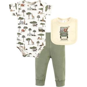 imageHudson Baby Unisex Baby Cotton Bodysuit Pant and Bib SetGoing on Safari