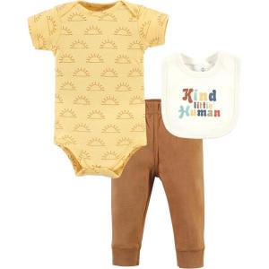imageHudson Baby Unisex Baby Cotton Bodysuit Pant and Bib SetKind Human