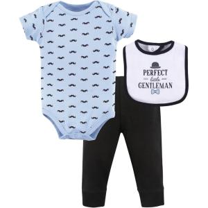 imageHudson Baby Unisex Baby Cotton Bodysuit Pant and Bib SetLittle Gentleman