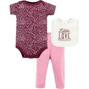 imageHudson Baby Unisex Baby Cotton Bodysuit Pant and Bib SetLittle Love Flowers