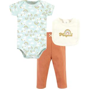 imageHudson Baby Unisex Baby Cotton Bodysuit Pant and Bib SetMagical Rainbow
