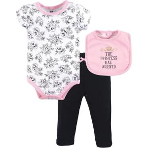 imageHudson Baby Unisex Baby Cotton Bodysuit Pant and Bib SetPrincess