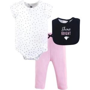 imageHudson Baby Unisex Baby Cotton Bodysuit Pant and Bib SetShine