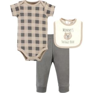imageHudson Baby Unisex Baby Cotton Bodysuit Pant and Bib SetSnuggle Bear