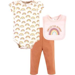 imageHudson Baby Unisex Baby Cotton Bodysuit Pant and Bib SetSunshine Rainbows