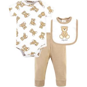 imageHudson Baby Unisex Baby Cotton Bodysuit Pant and Bib SetTeddy Bears