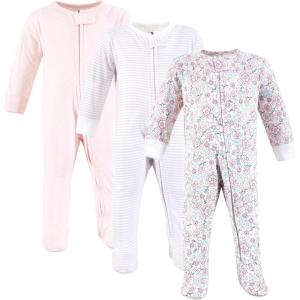 imageHudson Baby Unisex Baby Cotton Sleep and PlayOutline Floral Soft Pink