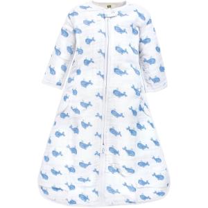 imageHudson Baby Unisex Baby Long Sleeve Muslin Sleeping Bag Wearable Blanket Sleep SackBlue Whale