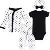 imageHudson Baby Unisex Baby Thermal Preemie Layette Set 4pcBlack White Dots
